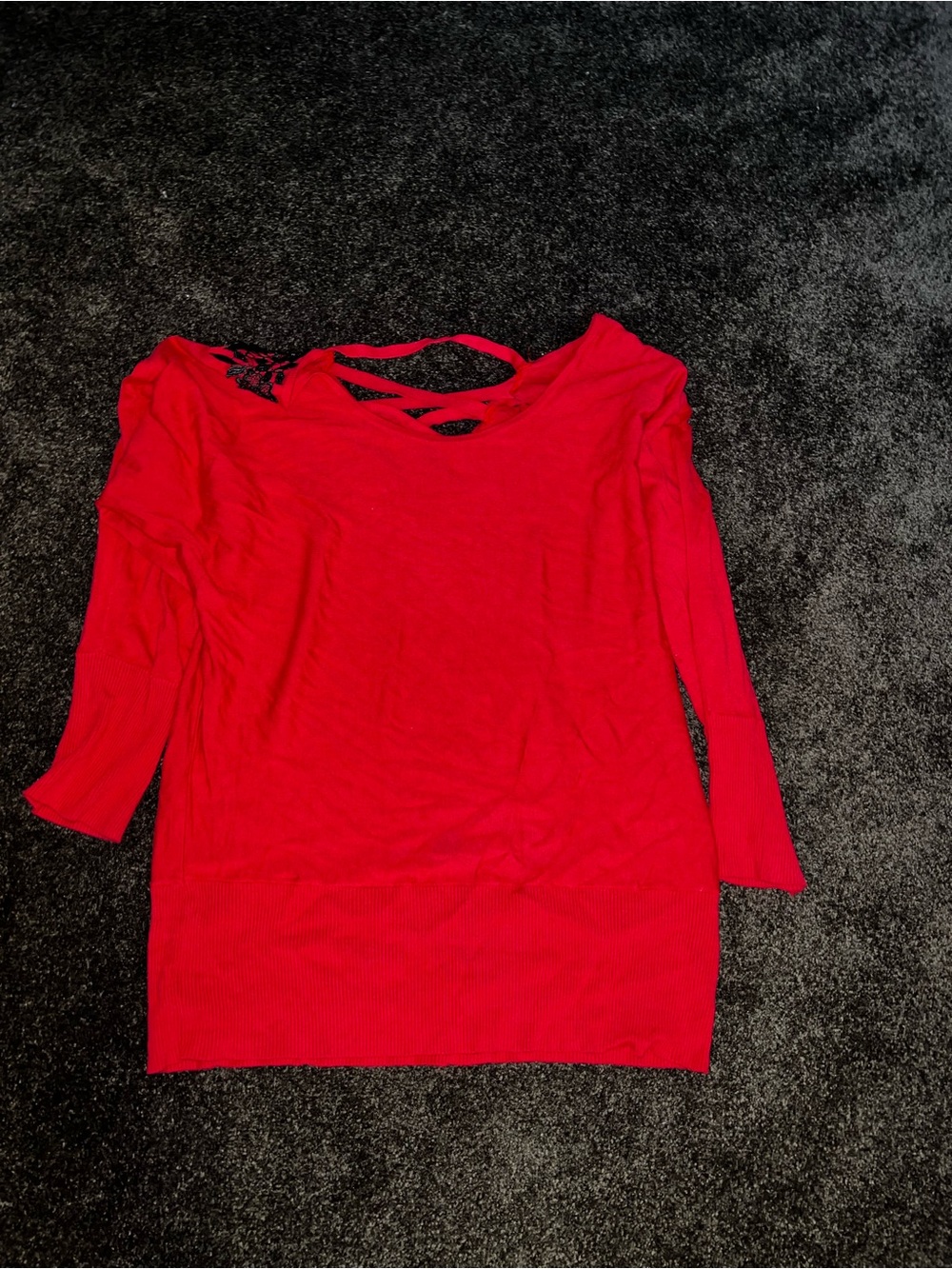 Red Women's Lightweight Knit Top with Strappy Back sequin large